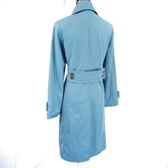 JONES NEW YORK Double Breasted Pastel Cotton Blend Trench Coat L - Picture 4 of 6